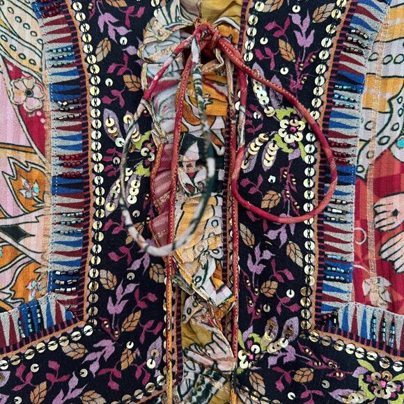 Anthropologie Verb Pallavi Singhee Beaded Shimmer Mini Dress Boho Romance Size S - Picture 13 of 16